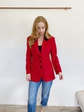 Bloomingdales Vintage Wool Red Pea Coat Blazer Suit Jacket 4