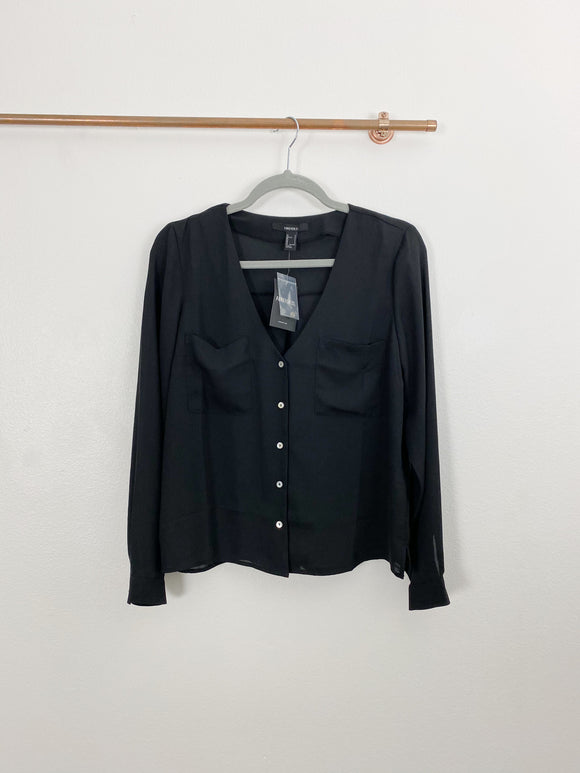 Forever 21 Black Button down Shirt NWT Small