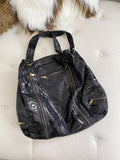 NILA ANTHONY Snakeskin Leather Hobo Tote Bag