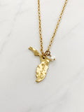Florida Gold State cutout Necklace with Pearl