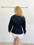 GOLDSIGN Black Denim The Waisted Fitted Jean Jacket NWT Large