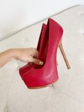 BEBE Leather Vintage Red Platform Heels 7