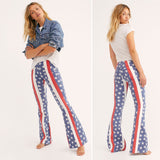 Free People Penny Pull-On Stars & Stripes Flare Jeans NWT 28