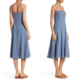 Theory Kayleigh Crunch Wash Chambray Midi Dress NWT 12