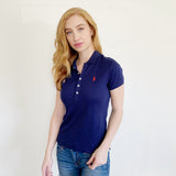 Ralph Lauren Cotton Collared Navy Shirt Medium