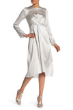 VINCE Front Back Twist Silk Dress NWT 4 in Silver
