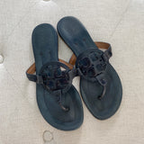Tory Burch Navy Leather Miller Sandals 6.5