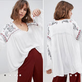 Free people Rock It Tonight Embroidered Blouse Small