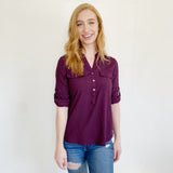 Ivanka Trump Plum Button long sleeve Small
