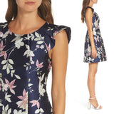1901 Flutter Sleeve Jacquard Dress NWT 12