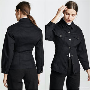 GOLDSIGN Black Denim The Waisted Fitted Jean Jacket NWT Large