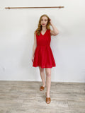 H&M V-Neck Red Eyelet Waist Dress 12