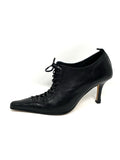 Privilege Pointed Toe Leather Lace-up Heel Booties 38
