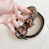 Leopard Leather Faux Fur Belt Large