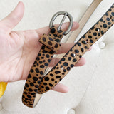 Leopard Leather Faux Fur Belt Large