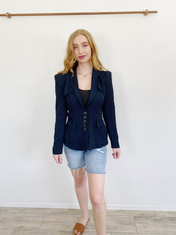 Nanette Lepore Navy Blazer Florentine Suit Jacket 6