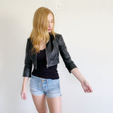 bebe Leather Cropped 3/4 Sleeve Jacket Small