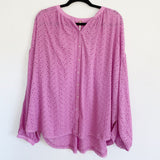Free People Maddison Eyelet Blouse in Orchid NWT L