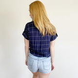 Antrhopologie Love Notes Plaid Collared Crop Large