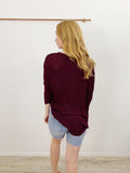 We The Free Solid Maroon V-neck Henley Top