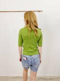 Theory Olive Green Short Sleeve Wool Top L