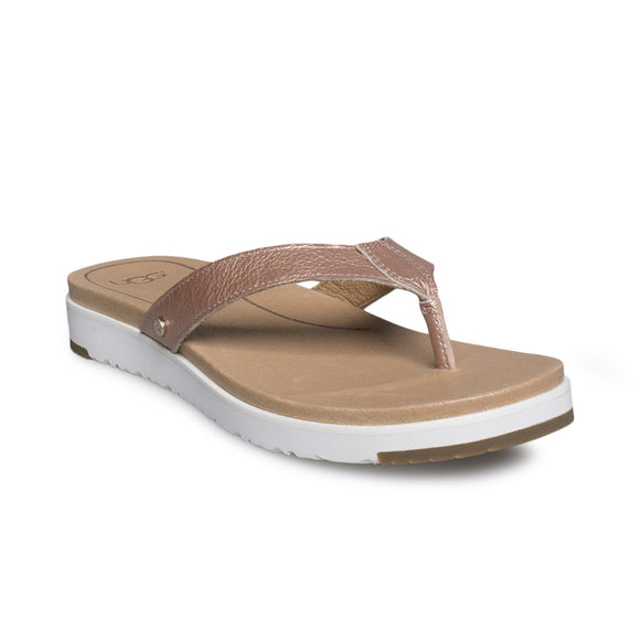 UGG Lorrie Metallic Rose Gold Flip Flops 8