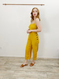 First Monday Linen Mustard Button Jumper Small