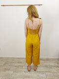 First Monday Linen Mustard Button Jumper Small