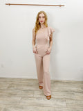 Dainty Hooligan Blush Pink one-shoulder Ruffle Jumper