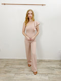 Dainty Hooligan Blush Pink one-shoulder Ruffle Jumper
