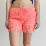 Francesca's Neon Peach Lace Crochet Shorts Small