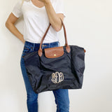 Longchamp Black Monogram Le Pliage Nylon Tote