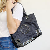 Tory Burch Ella Black Nylon Tote Bag