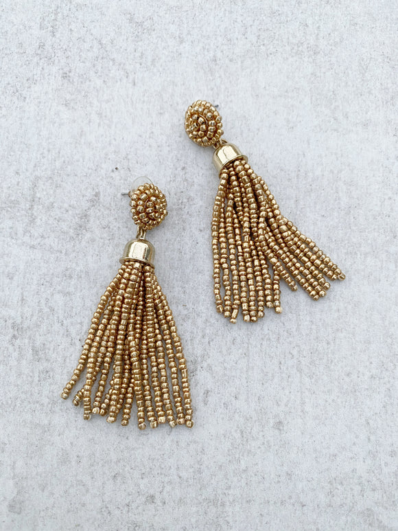Beaded Gold Earrings