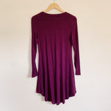 Cupid Cotton Long Sleeve Plum Tunic Dress Small