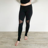 ALO Solid Black Mesh Leggings Medium