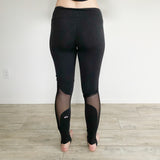 ALO Solid Black Mesh Leggings Medium
