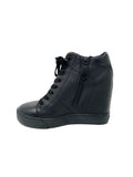 DKNY Black Leather Ginnie Wedge Sneakers 8