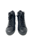 DKNY Black Leather Ginnie Wedge Sneakers 8