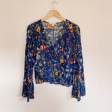 LOVESTITCH Floral Bell Sleeve Blouse Medium