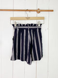 H&M Navy Striped High Waisted Shorts - 0