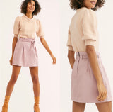 FREE PEOPLE Payton Paperbag Leather Mini Skirt NWT 8