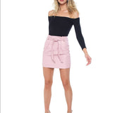 FREE PEOPLE Payton Paperbag Leather Mini Skirt NWT 8