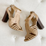 Merona Nude Leather Summer Chunky Heels 6.5