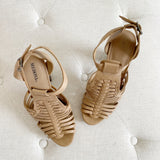 Merona Nude Leather Summer Chunky Heels 6.5
