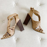 Merona Nude Leather Summer Chunky Heels 6.5