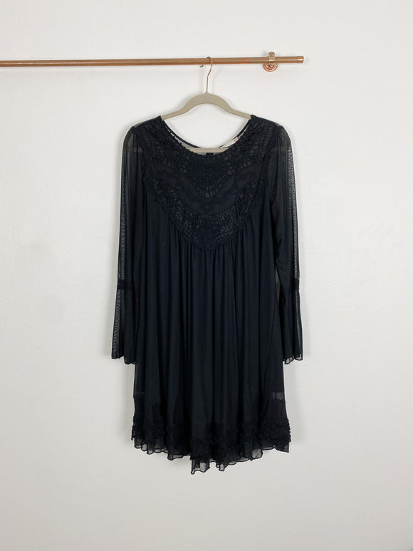 Altar'd State Boho Black Embroidered Lace Dress Medium