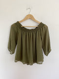 Sweet Wanderer Olive off the shoulder Top Medium