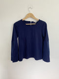 Green Envelope Navy Bell Sleeve Top Small