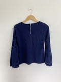 Green Envelope Navy Bell Sleeve Top Small